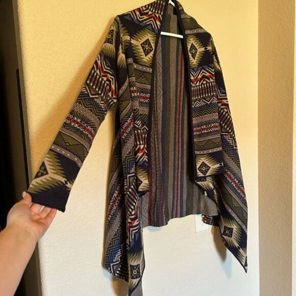 Ruff Hewn Aztec Bohemian Western Open Front Cardigan Kimono - Picture 3 of 7